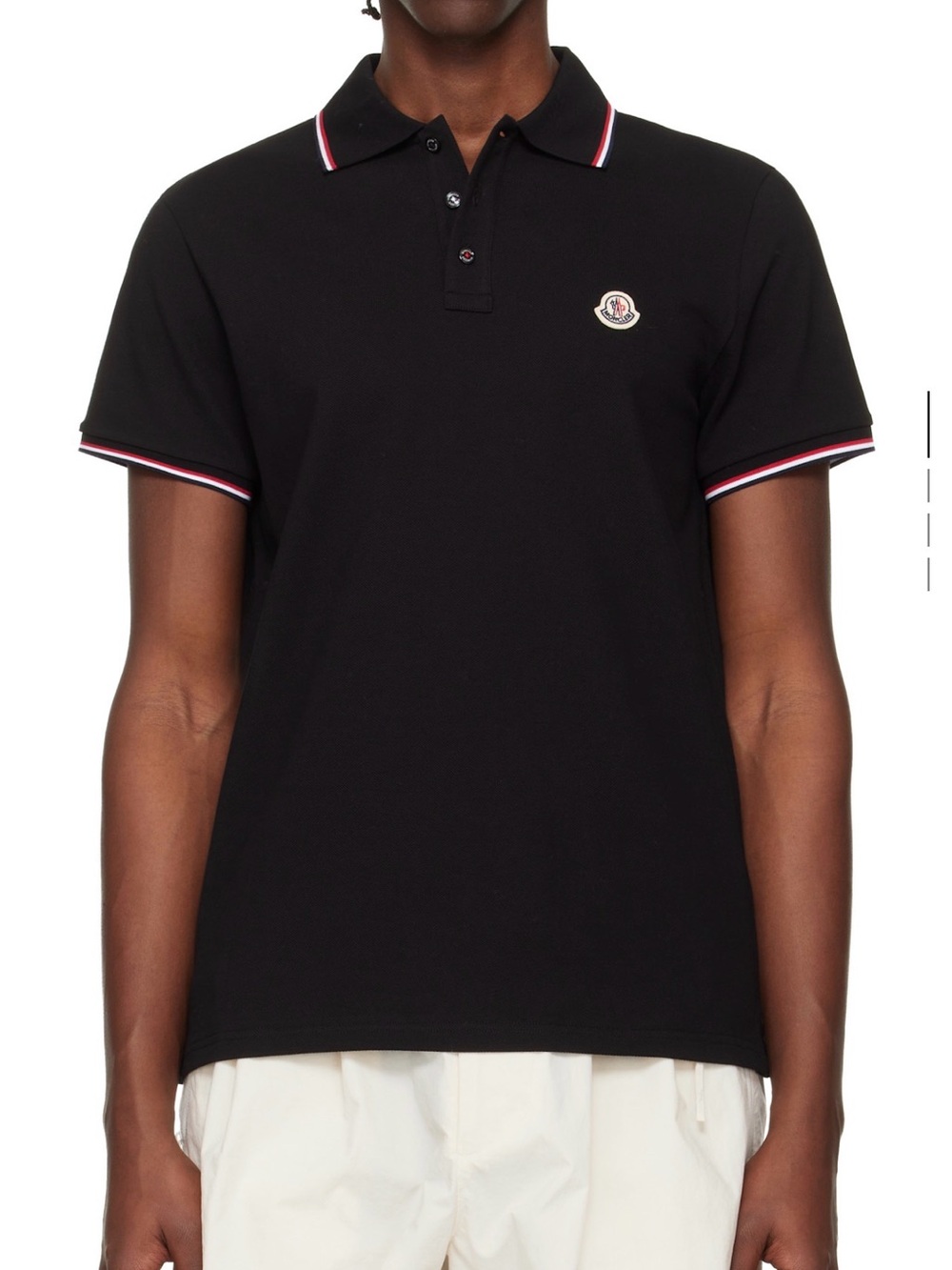 Moncler Black Polo Shirt with Red and White Trim